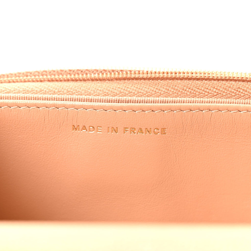 Caviar Quilted Wallet on Chain WOC Dark Beige