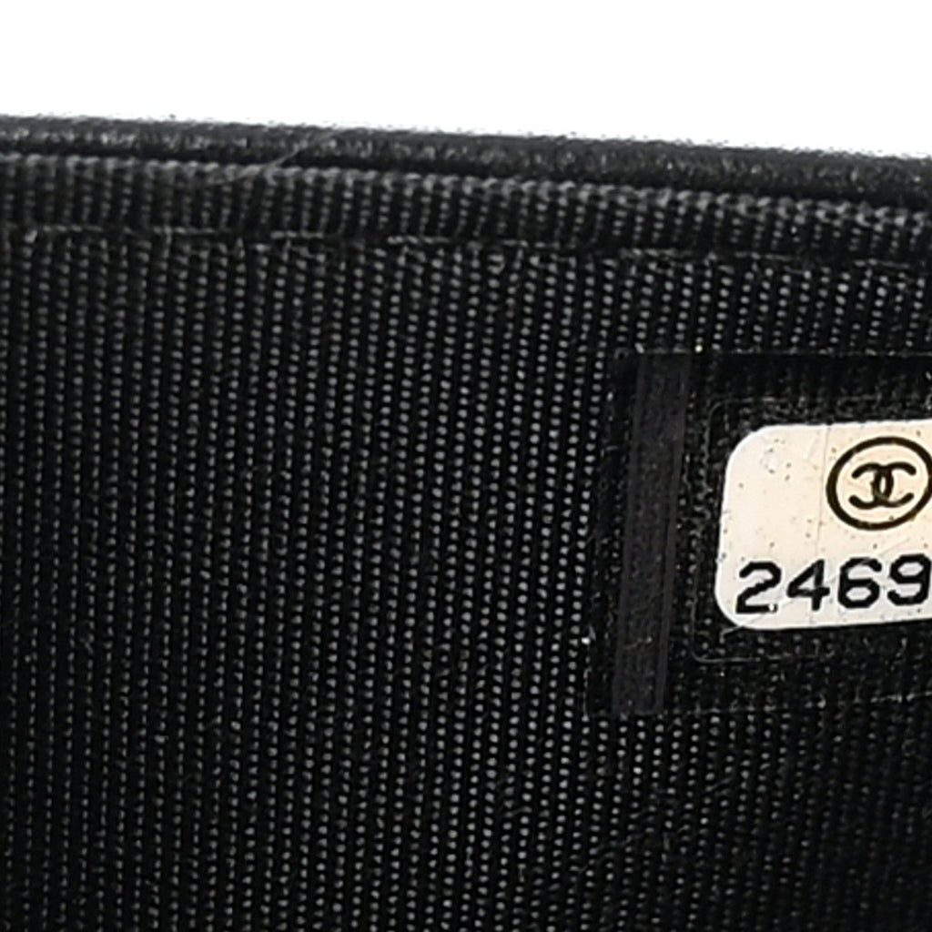 Lambskin Quilted Enamel CC Wallet on Chain WOC Black