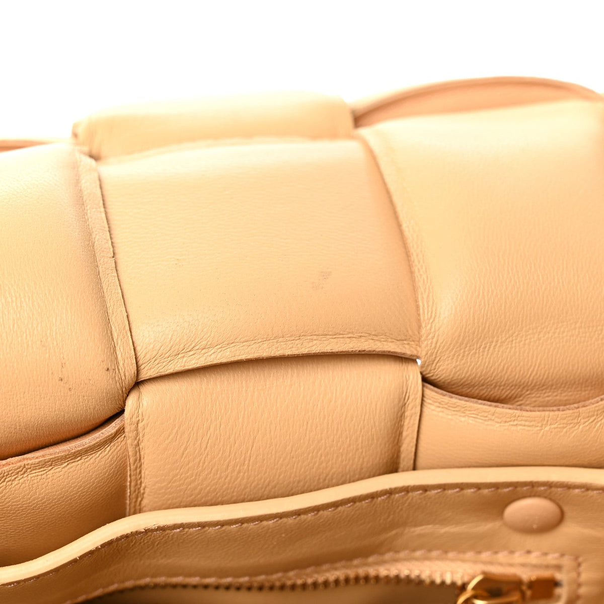 Nappa Maxi Intreccio Padded Cassette Crossbody Bag Almond