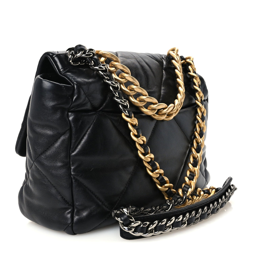 Goatskin Quilted Large Chanel 19 Flap Black