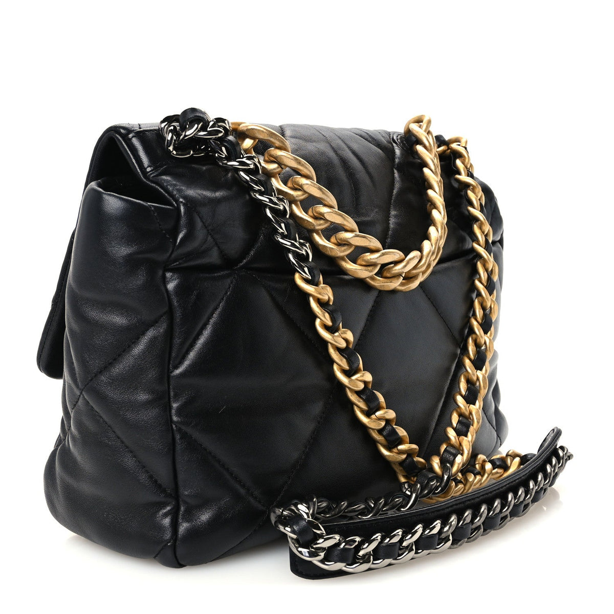 Goatskin Quilted Large Chanel 19 Flap Black