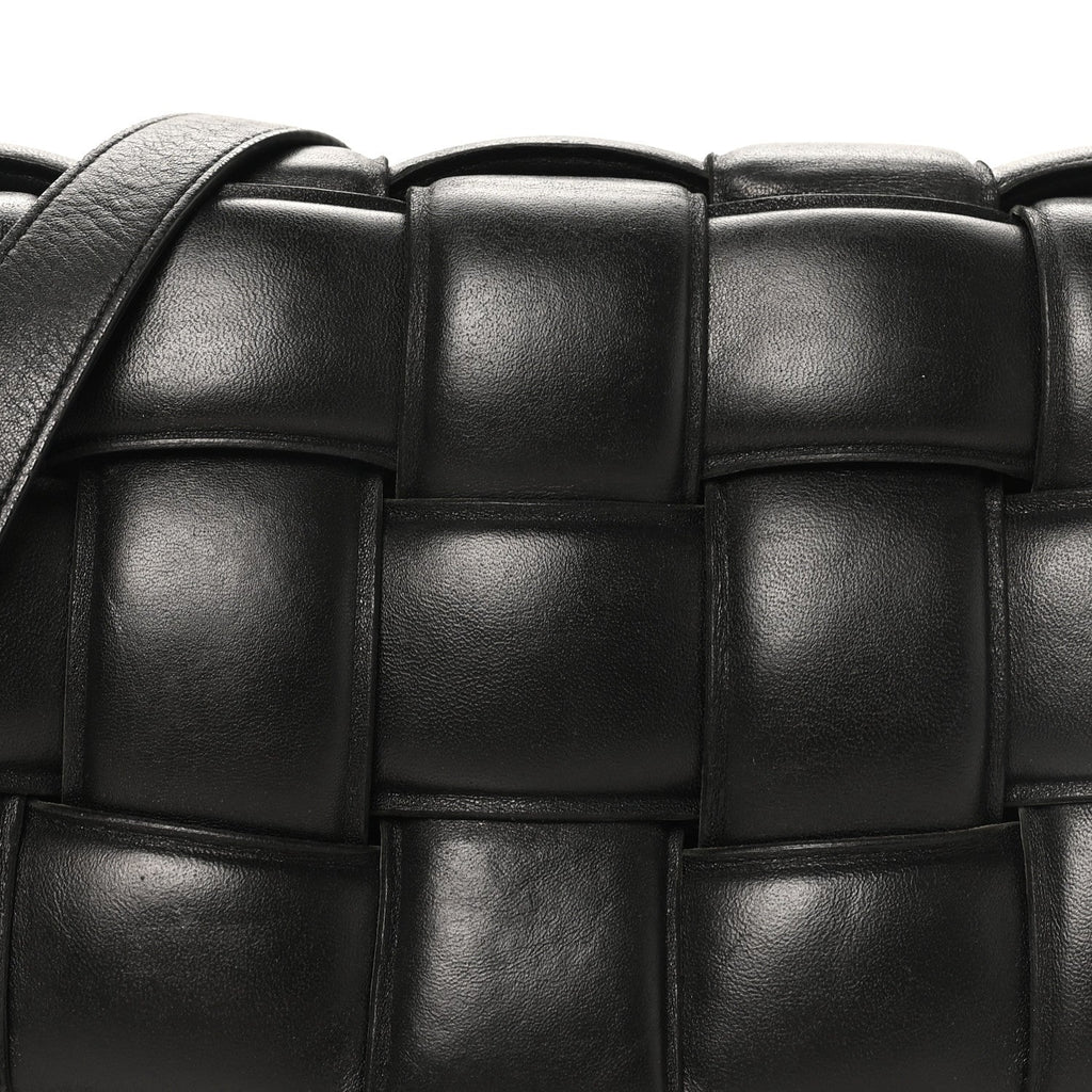 Paper Calfskin Maxi Intreccio Padded Cassette Crossbody Bag Black
