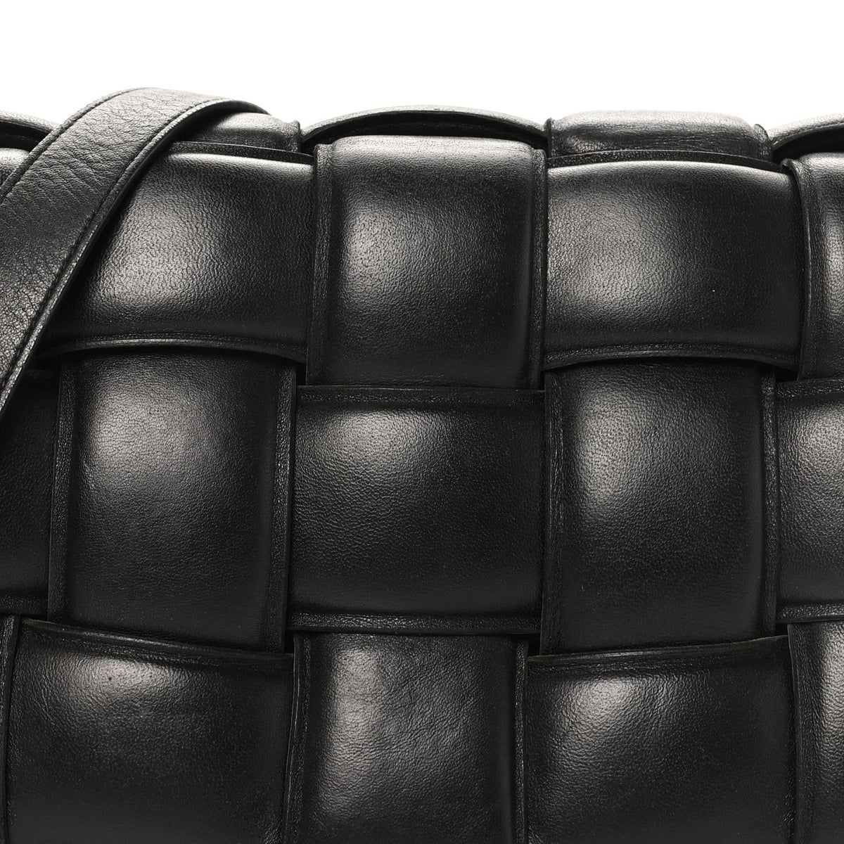 Paper Calfskin Maxi Intreccio Padded Cassette Crossbody Bag Black
