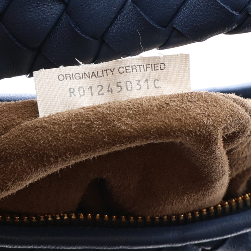 Supple Nappa Intrecciato Padded Small Veneta Hobo Blue Venezia