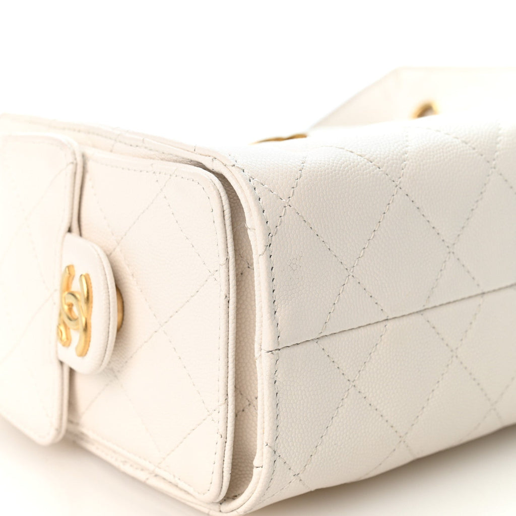 Caviar Quilted Mini Chanel 25 Handbag White