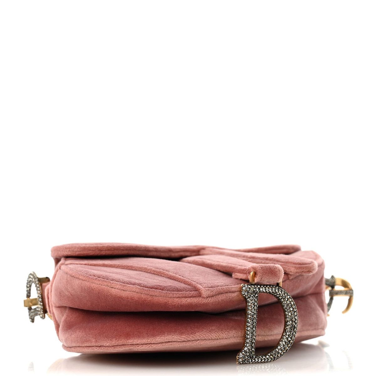 Velvet Crystal Mini Saddle Bag Pink
