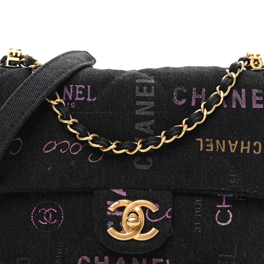 Denim Quilted Denim Mood Mini Rectangular Flap Black Multicolor