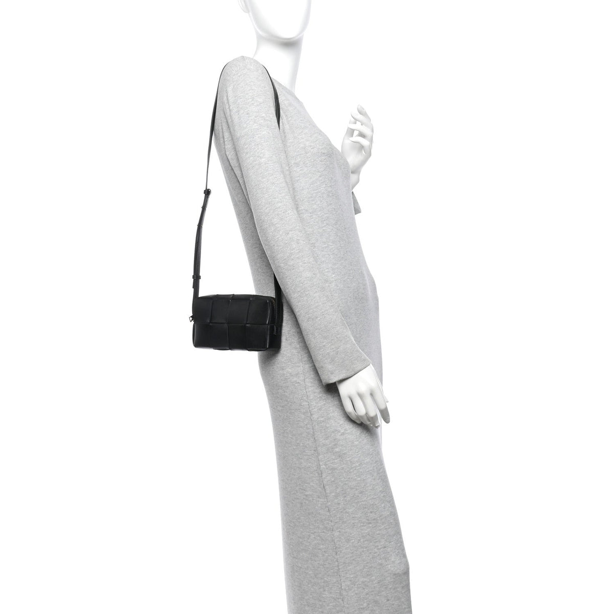 Lambskin Maxi Intreccio Cassette Phone Pouch Crossbody Bag Black