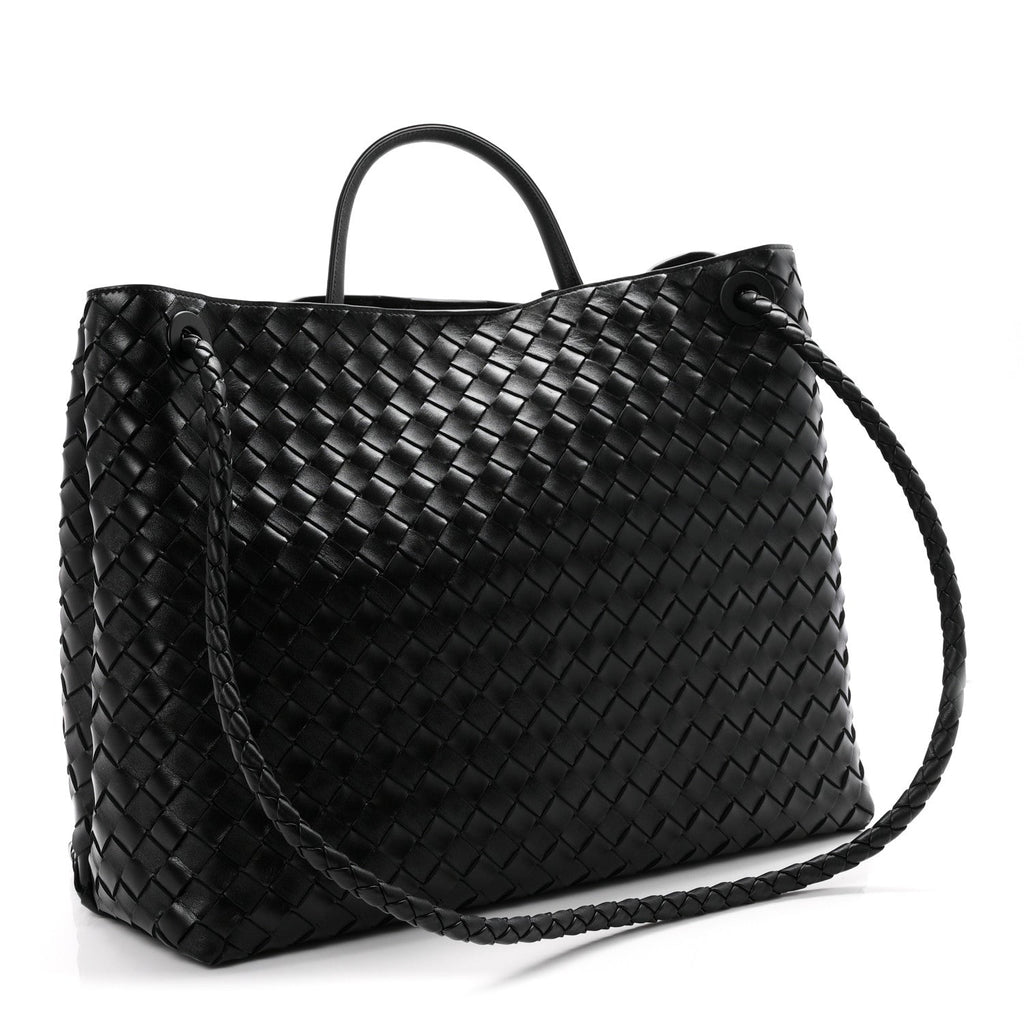 Nappa Intrecciato Large Andiamo Shoulder Bag Black