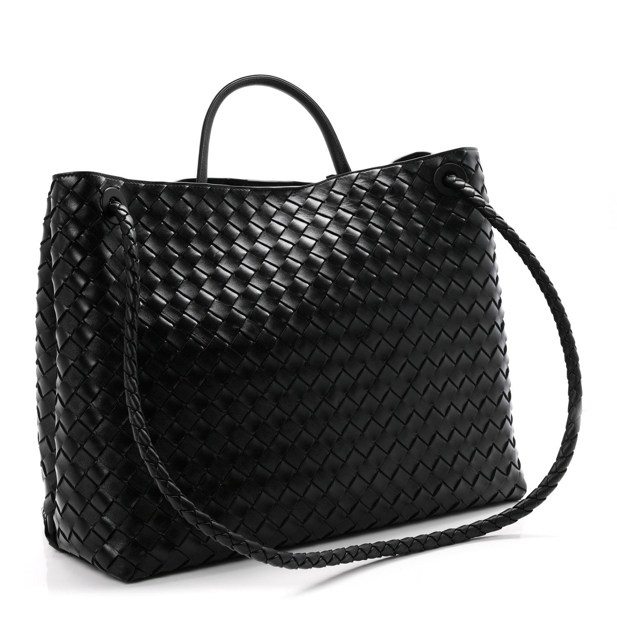 Nappa Intrecciato Large Andiamo Shoulder Bag Black