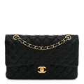 Lambskin Quilted Medium Double Flap Black