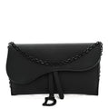 Ultra Matte Calfskin Saddle Chain Wallet Pouch Black