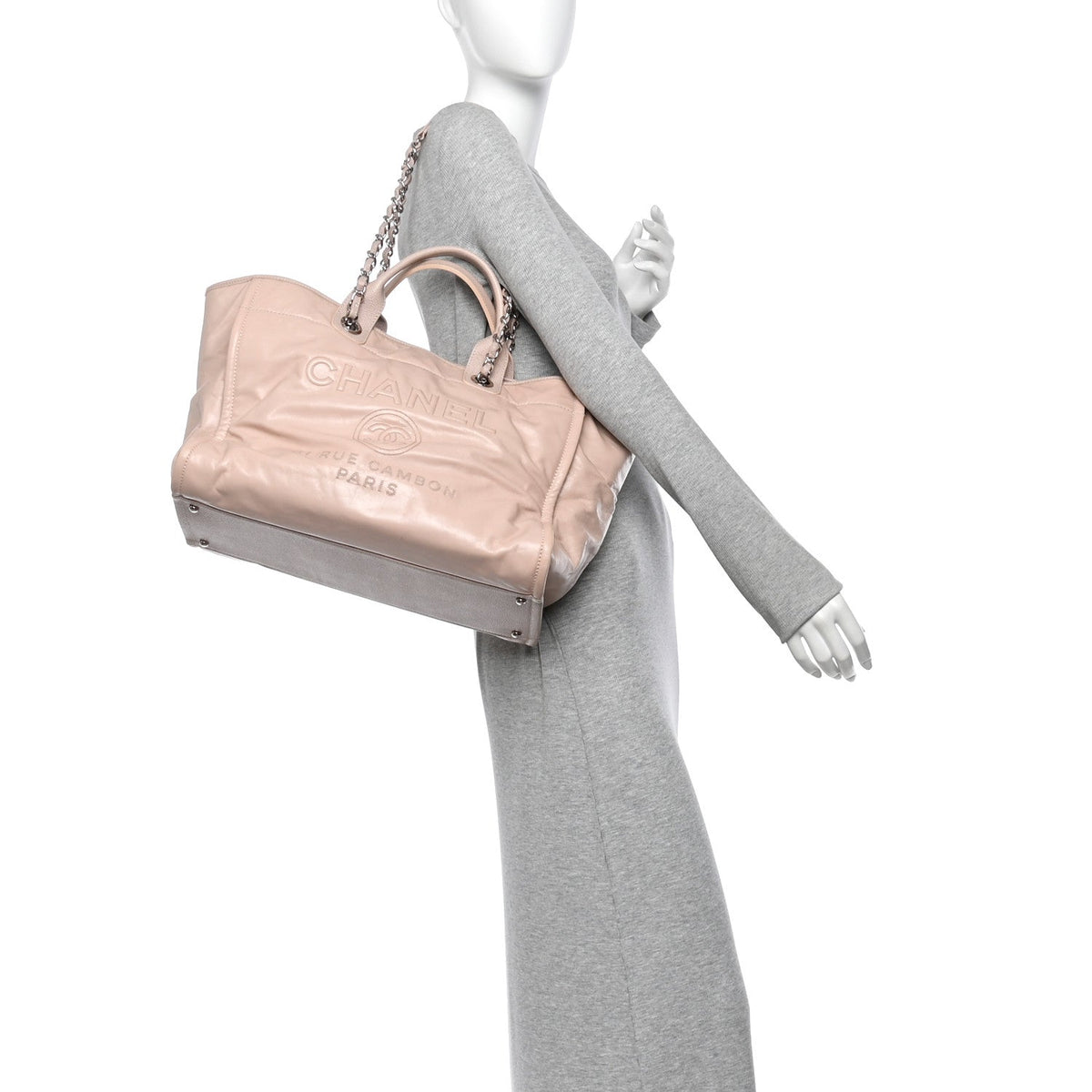 Glazed Calfskin Medium Deauville Tote Light Pink