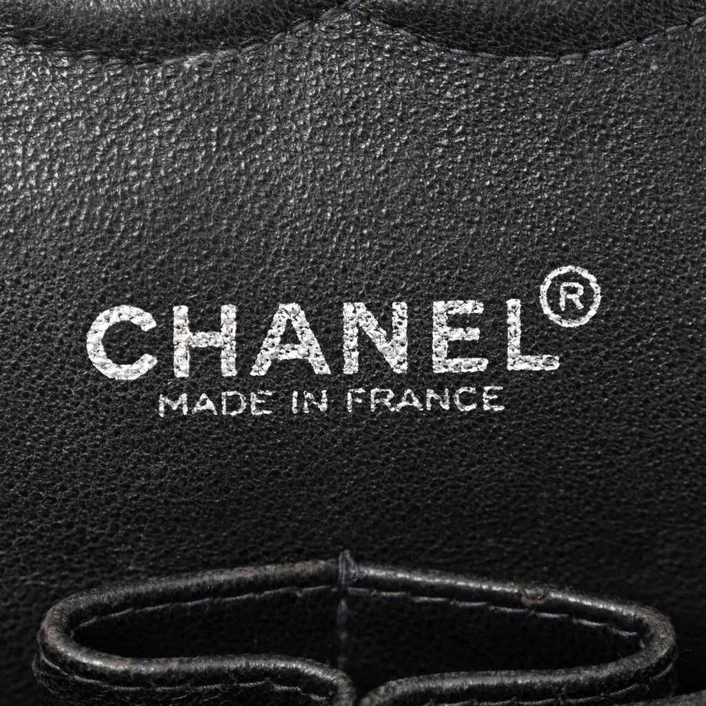 Patent Quilted Medium Double Flap Black
