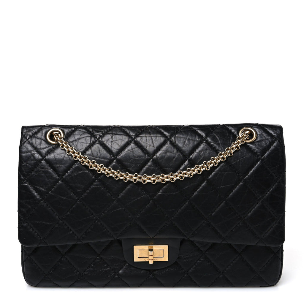 Aged Calfskin Quilted 2.55 Reissue 225 Flap Black