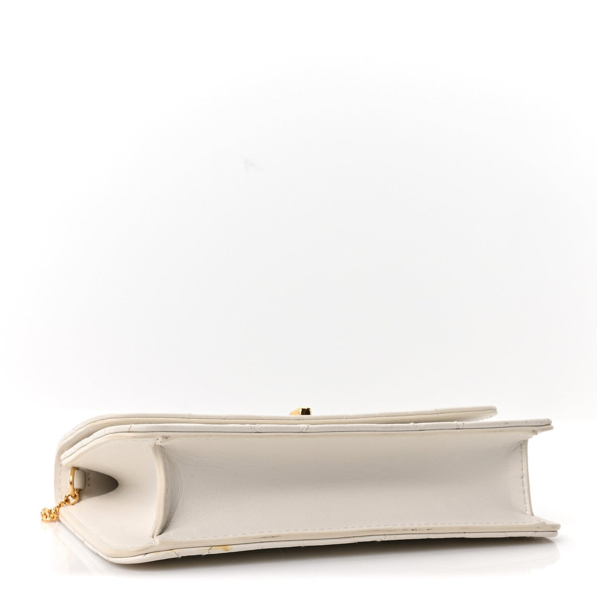 Lambskin Macrocannage Miss Caro Pouch With Chain White