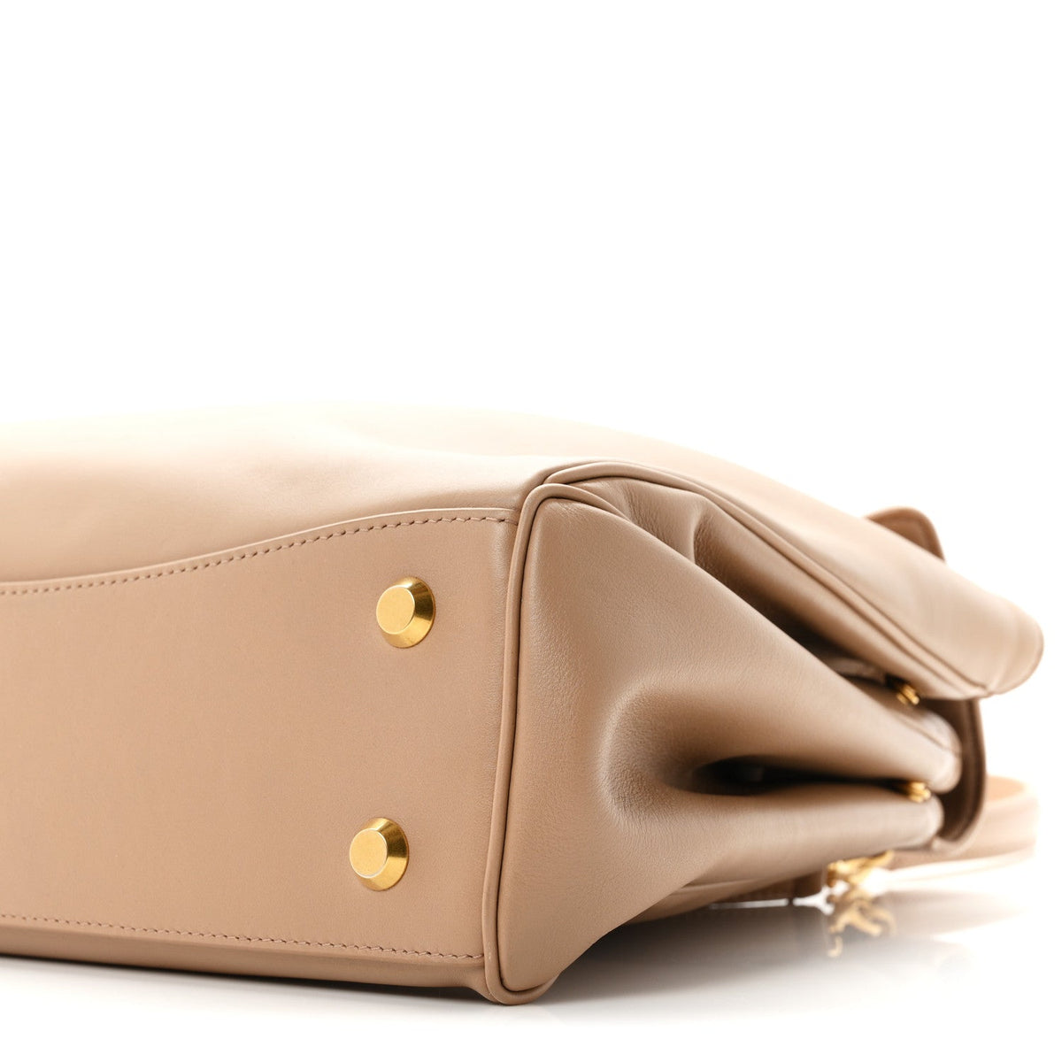 Smooth Calfskin Medium Rodeo Top Handle Handbag Latte
