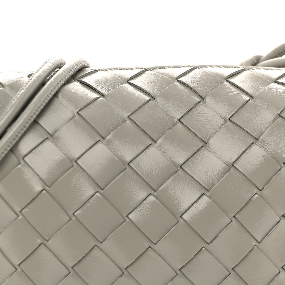 Polished Nappa Intrecciato Metallic Knot Mini Loop Camera Bag Sterling