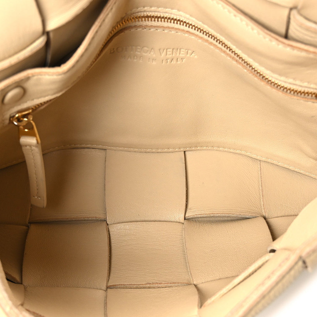 Grained Calfskin Maxi Intrecciato Cassette Crossbody Bag Porridge