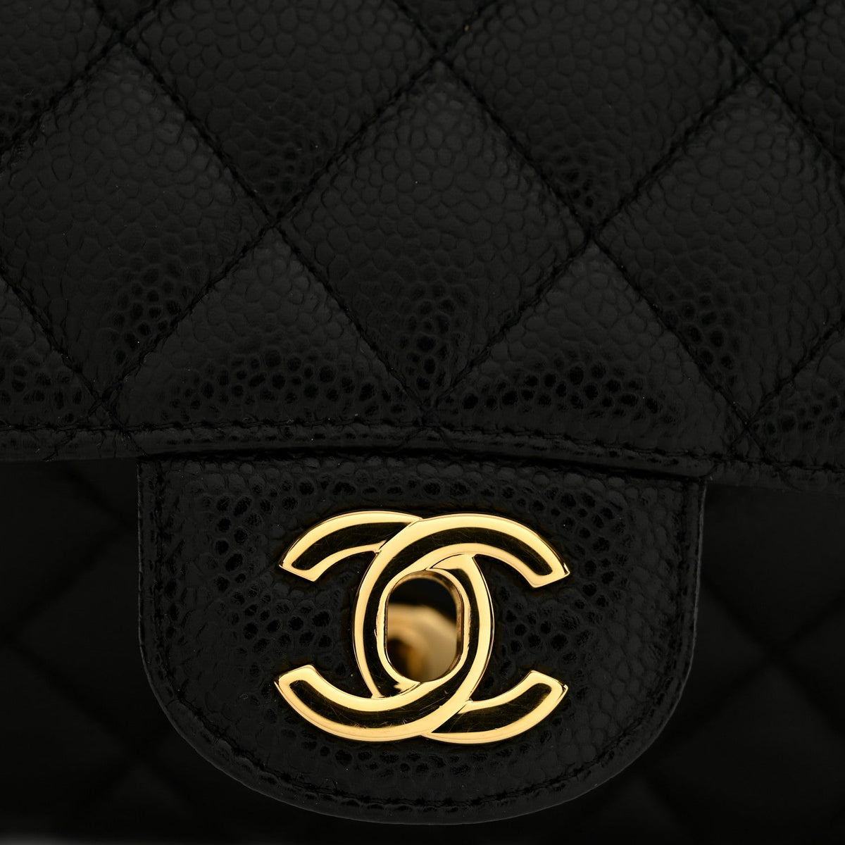 Caviar Quilted Medium Double Flap Black