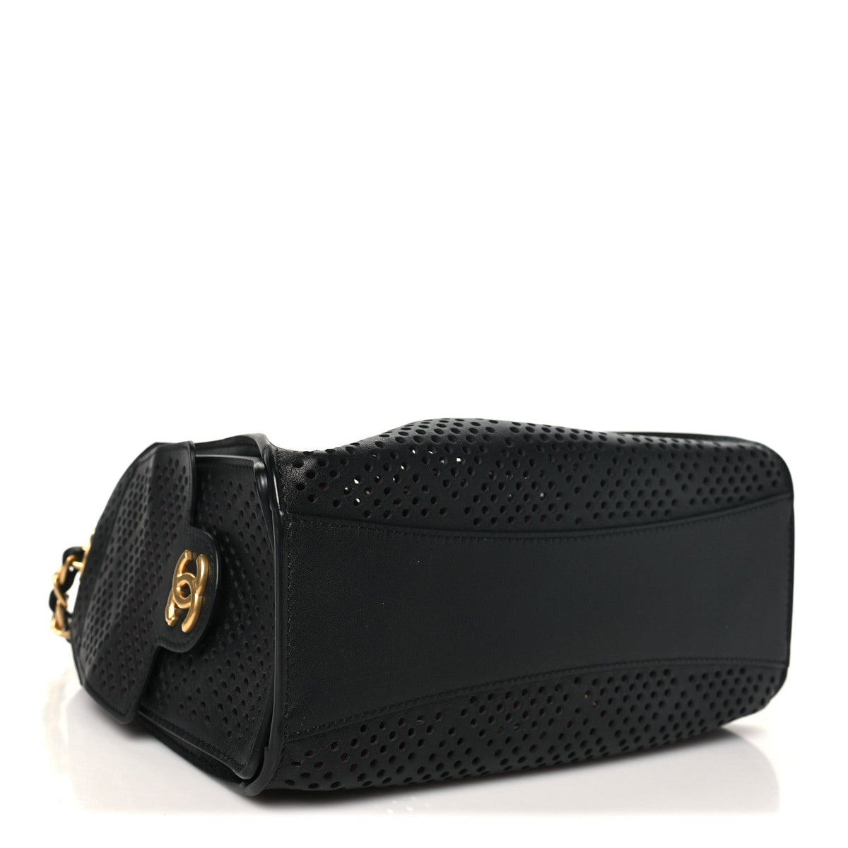 Perforated Calfskin Mini Chanel 25 Handbag Black