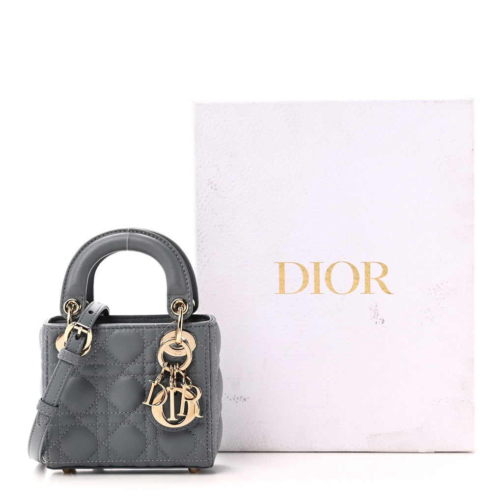 Lambskin Cannage Micro Lady Dior Cloud Blue