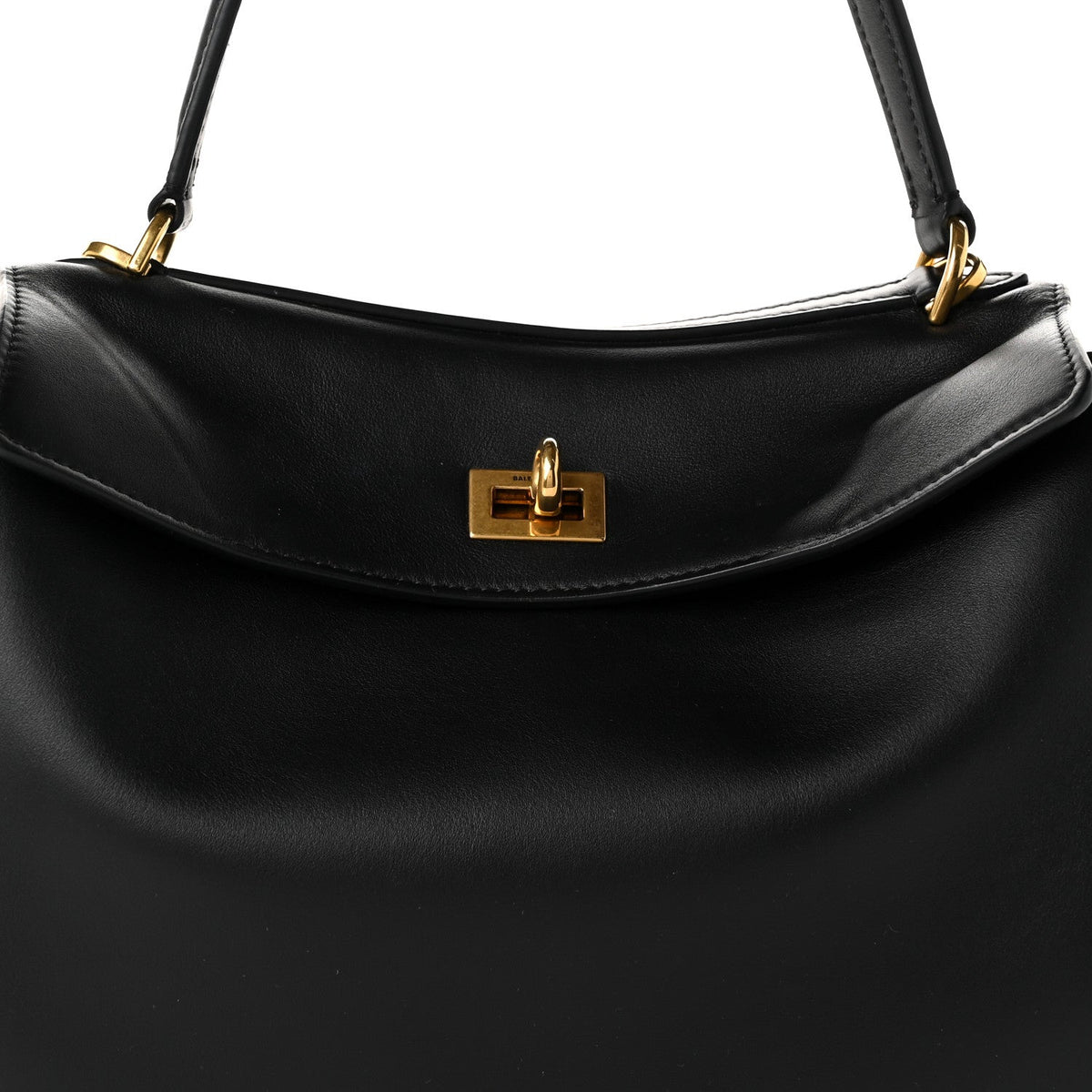 Natural Smooth Calfskin Medium Rodeo Top Handle Handbag Black