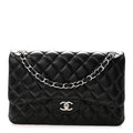 Lambskin Quilted Jumbo Double Flap Black