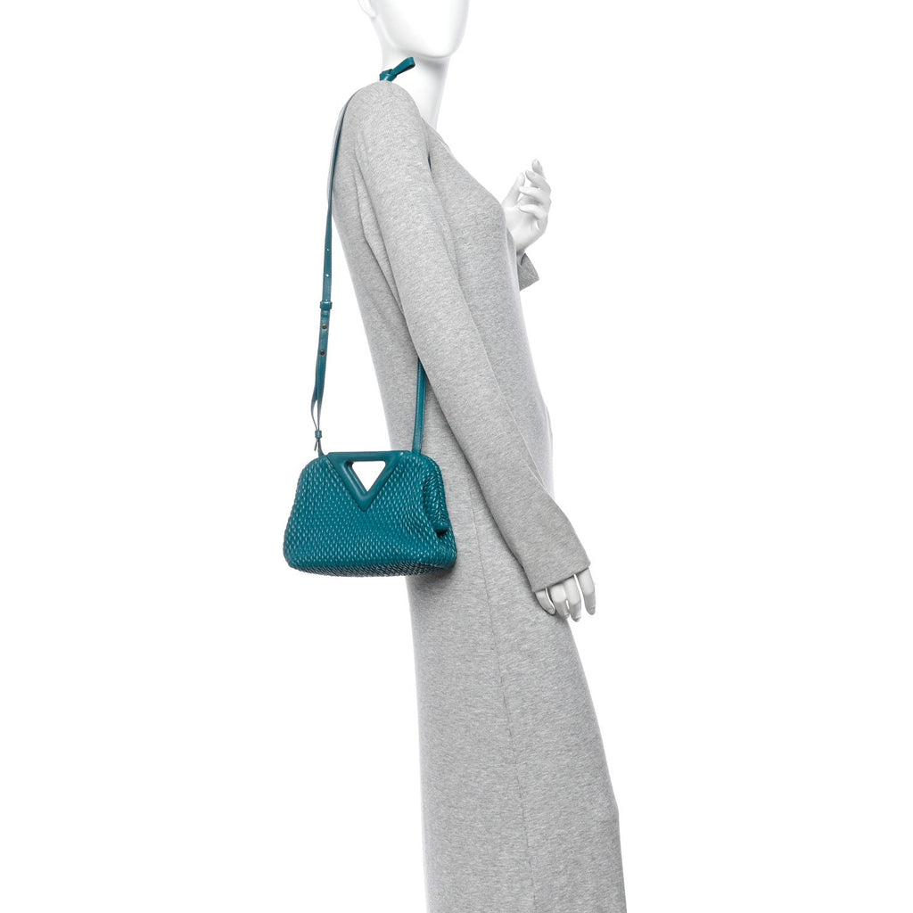 Lambskin Knit Small The Point Triangle Bag Mallard