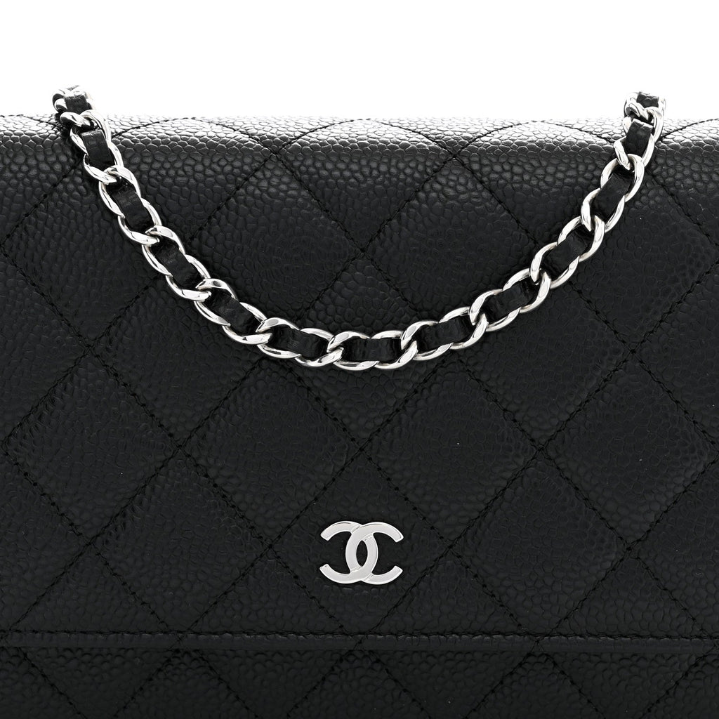 Caviar Quilted Wallet on Chain WOC Black