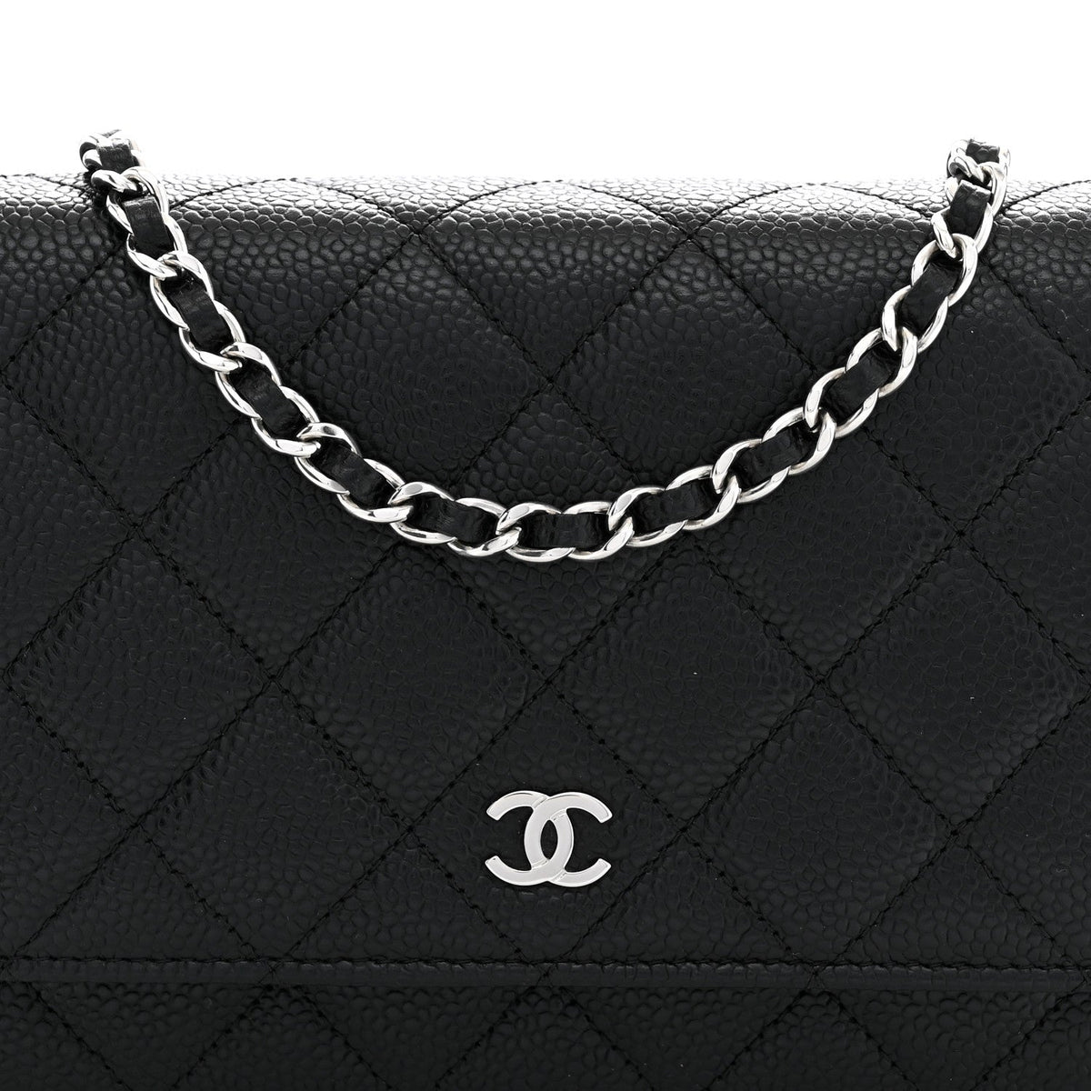 Caviar Quilted Wallet on Chain WOC Black