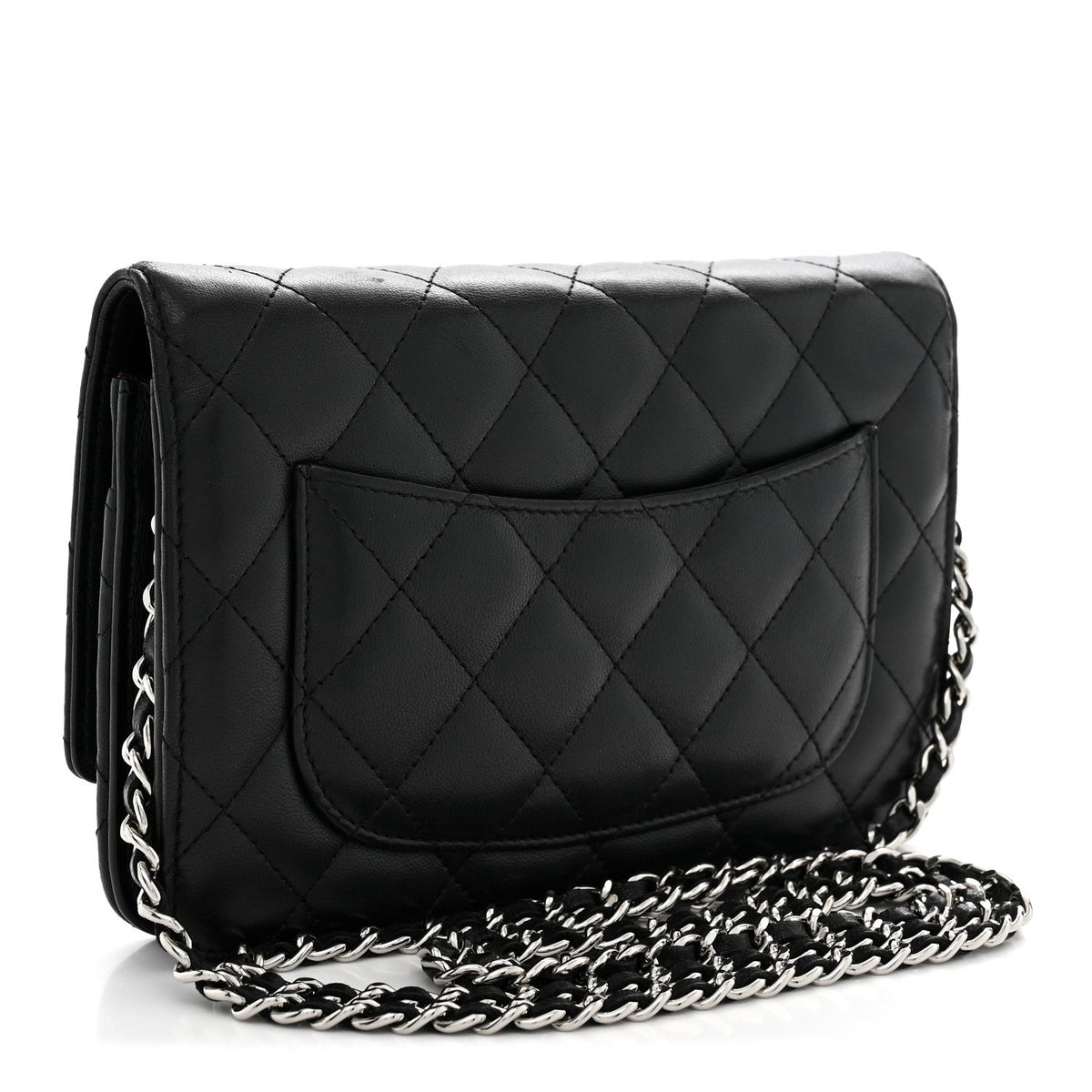 Lambskin Quilted Wallet On Chain WOC Black