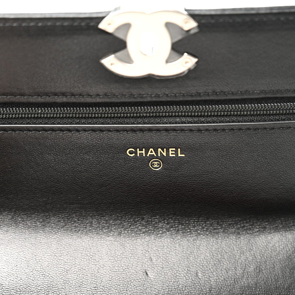 Lambskin Quilted Chanel 19 Wallet On Chain WOC Black