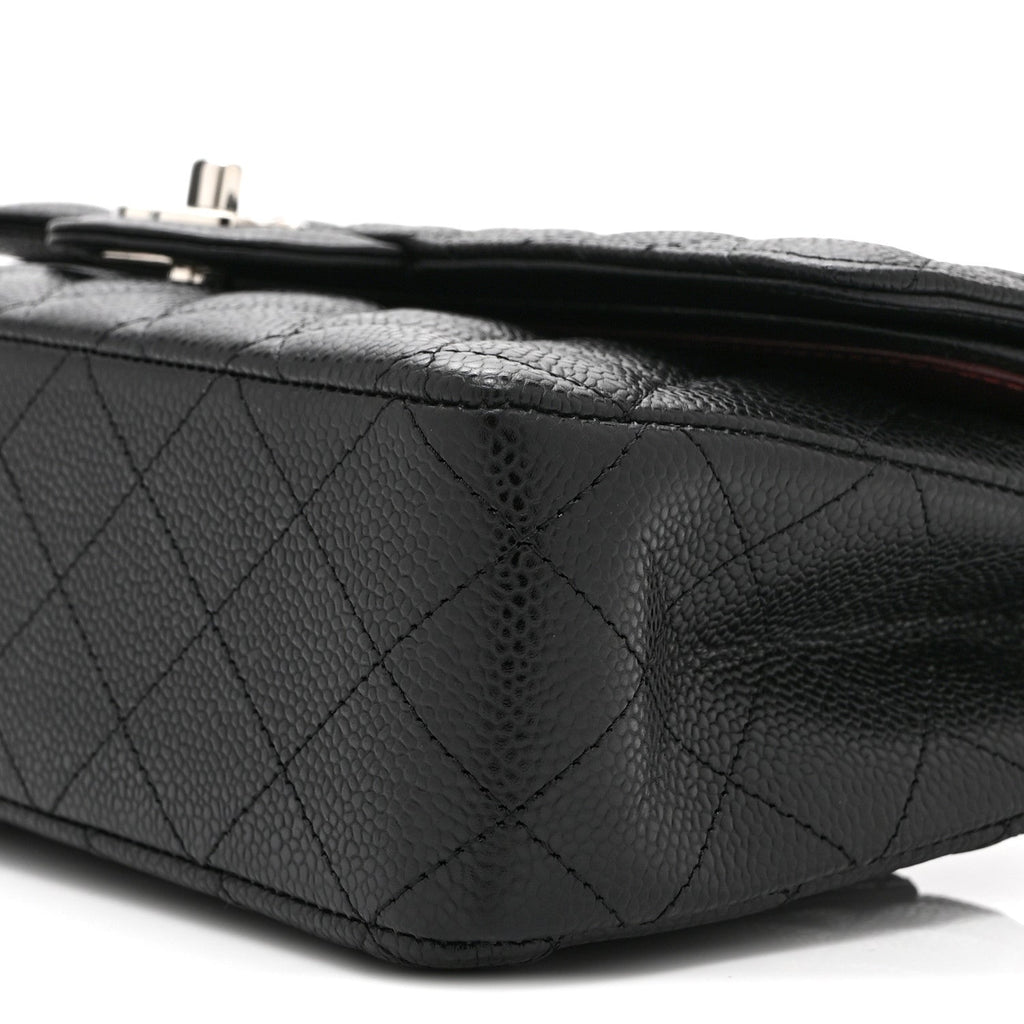 Caviar Quilted Medium Double Flap Black