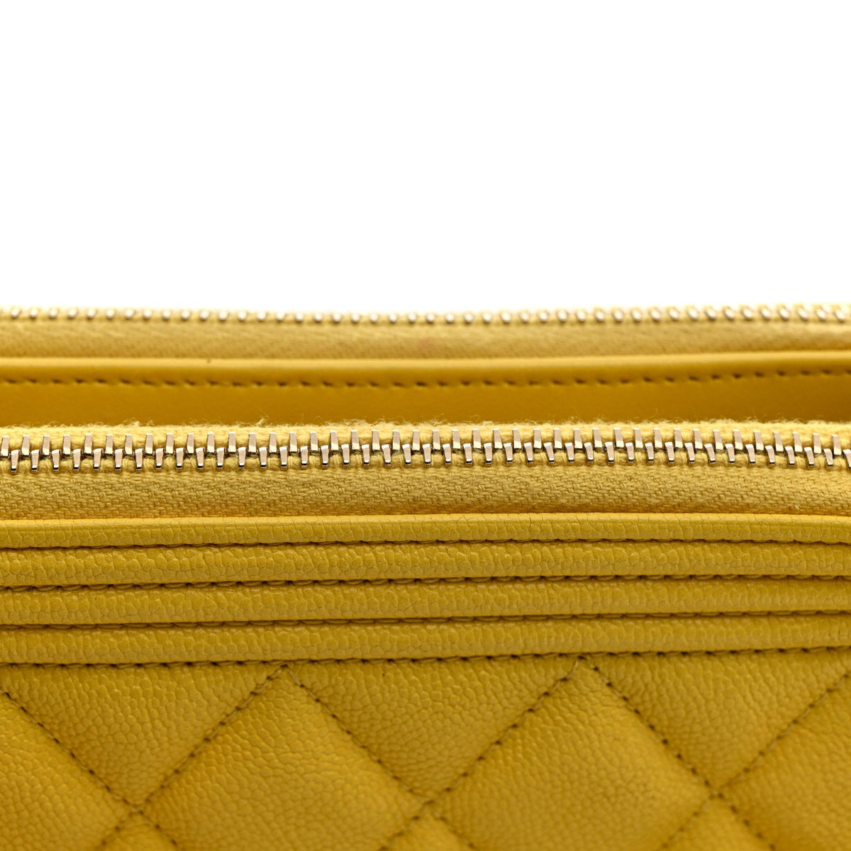 Caviar Quilted Small Boy Clutch With Chain Yellow