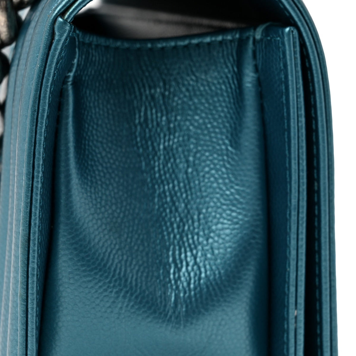 Metallic Caviar Quilted Small Boy Flap Blue