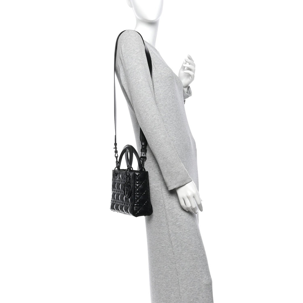 Calfskin Cannage Diamond Small My ABCDior Lady Dior Black