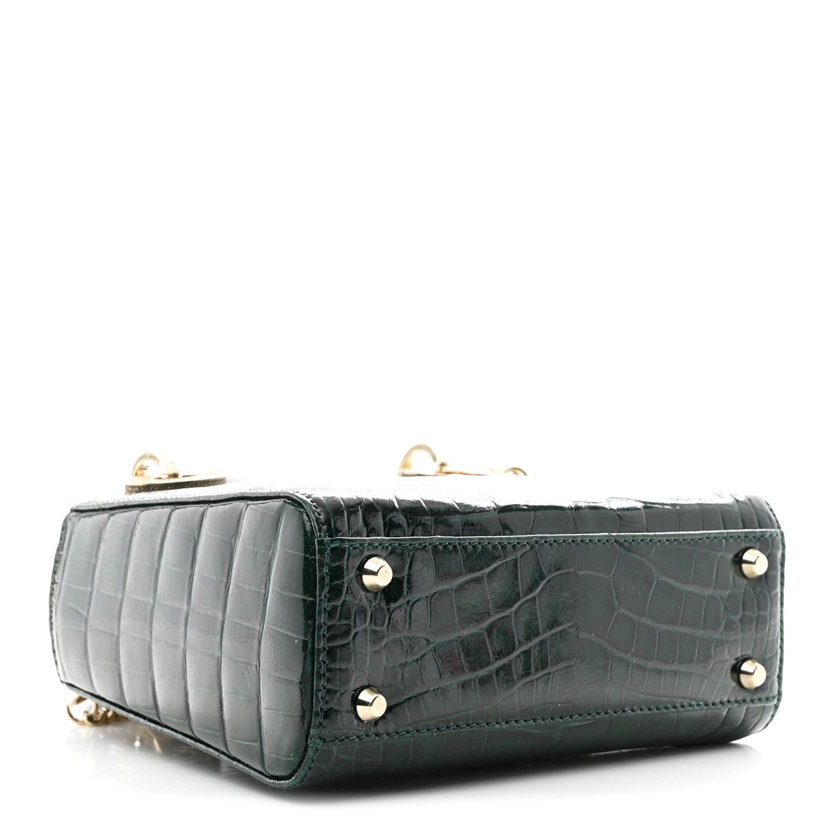 Alligator Crystal Mini Lady Dior Dark Green