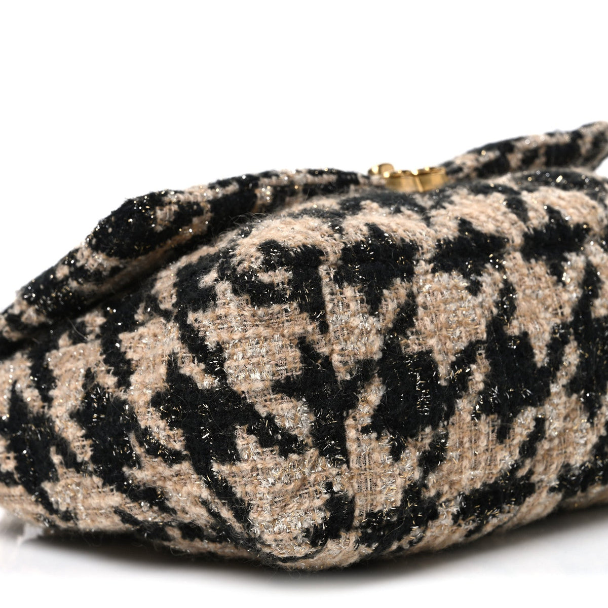 Tweed Large Chanel 19 Flap Beige Black