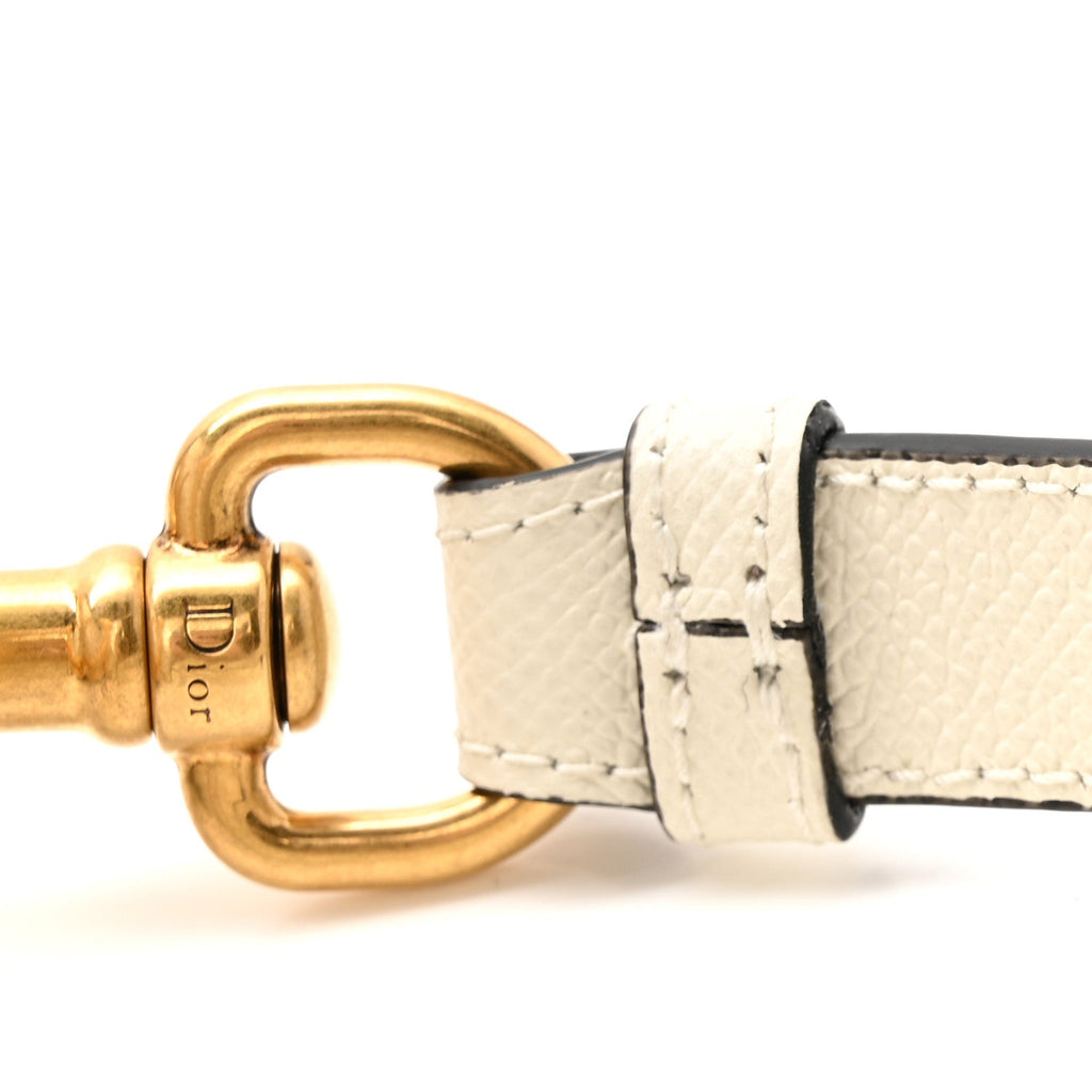 Grained Calfskin Mini Saddle Bag With Strap White