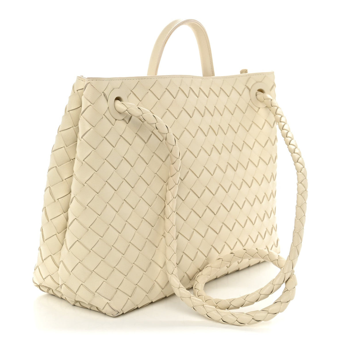 Nappa Intrecciato Medium Andiamo Shoulder Bag Sea Salt