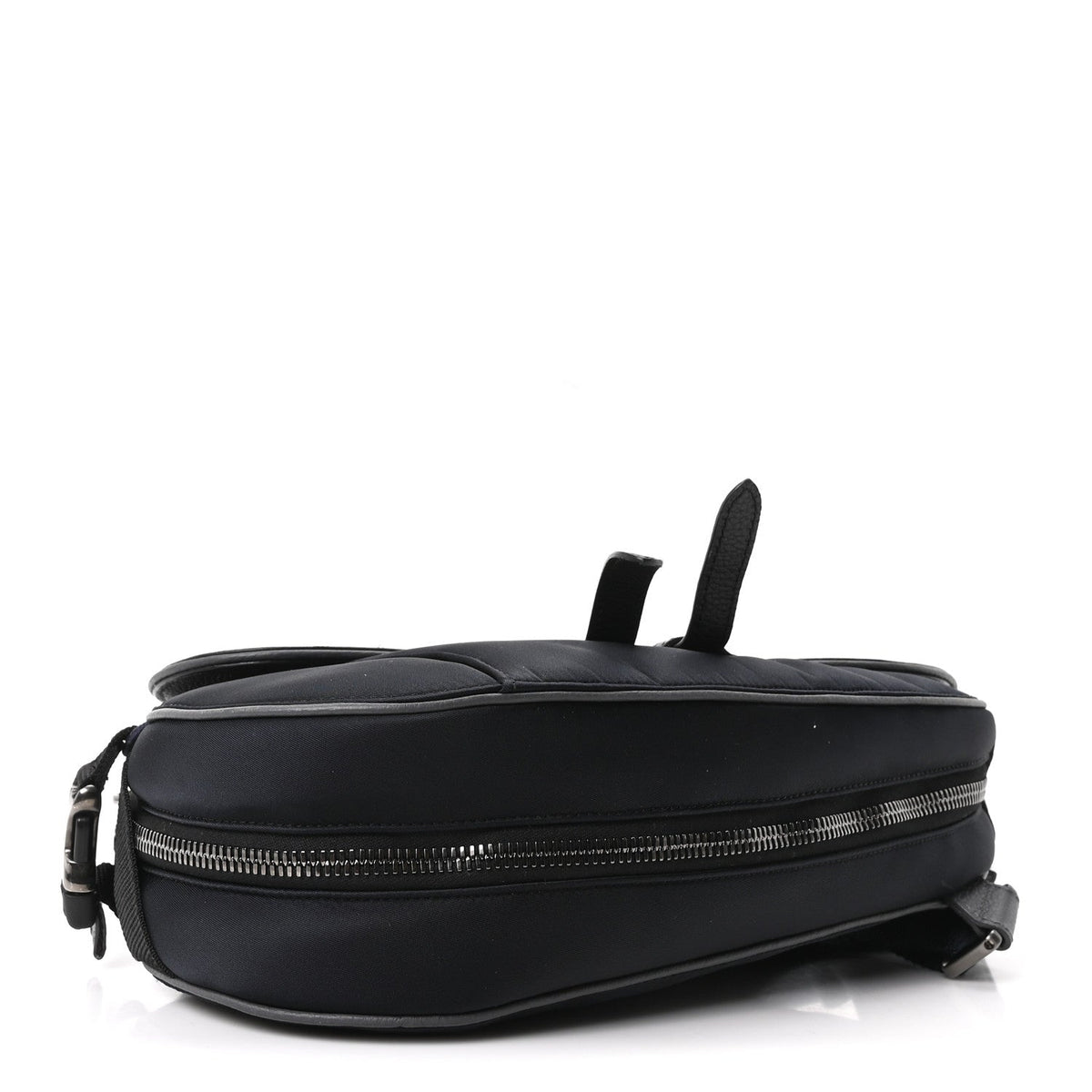 X SACAI Grained Calfskin Technical Fabric Mens Saddle Bag Black