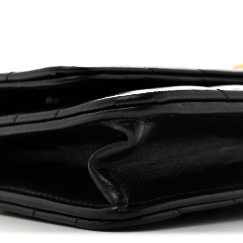 Aged Calfskin Chevron Quilted Reissue Wallet On Chain WOC Black