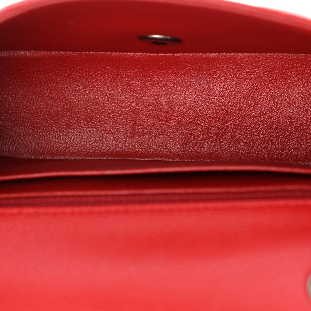 Caviar Quilted Mini Rectangular Flap Red