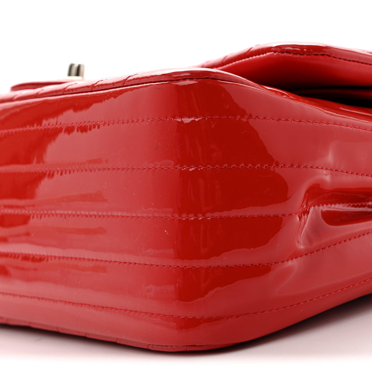 Patent Chevron Quilted Jumbo Double Flap Red