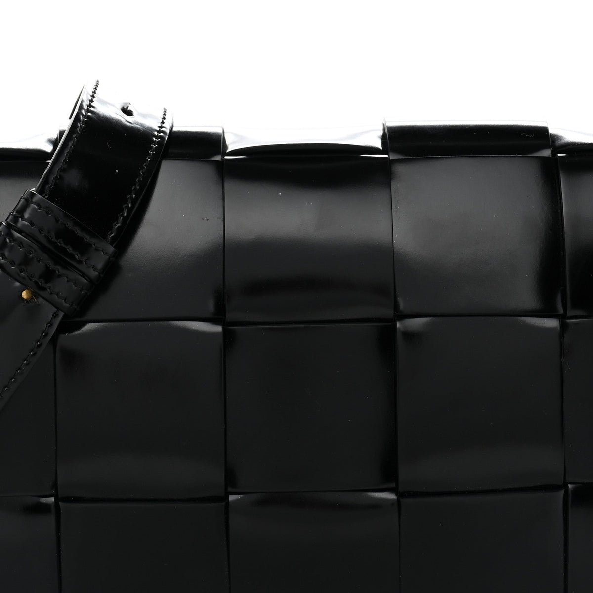Patent Maxi Intrecciato Cassette Crossbody Bag Black