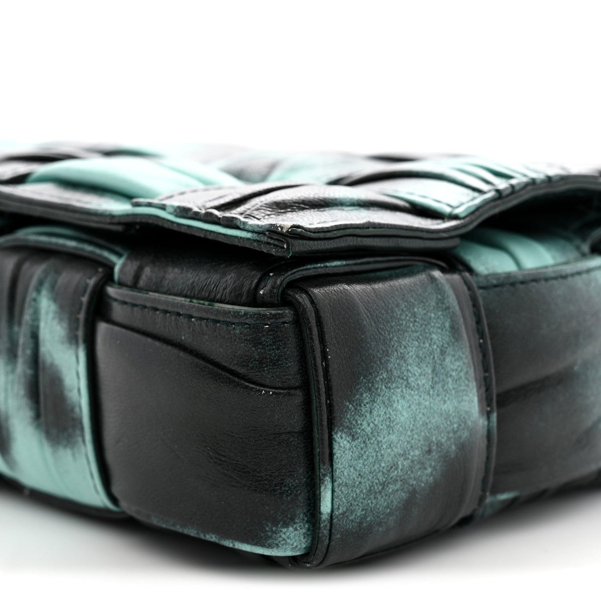 Foulard Tie Dye Maxi Intrecciato Padded Cassette Crossbody Bag Celadon Inkwell