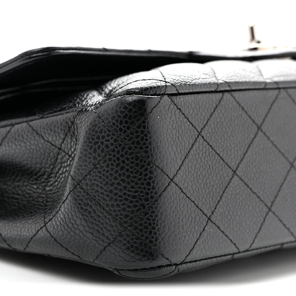 Caviar Quilted Medium Double Flap Black