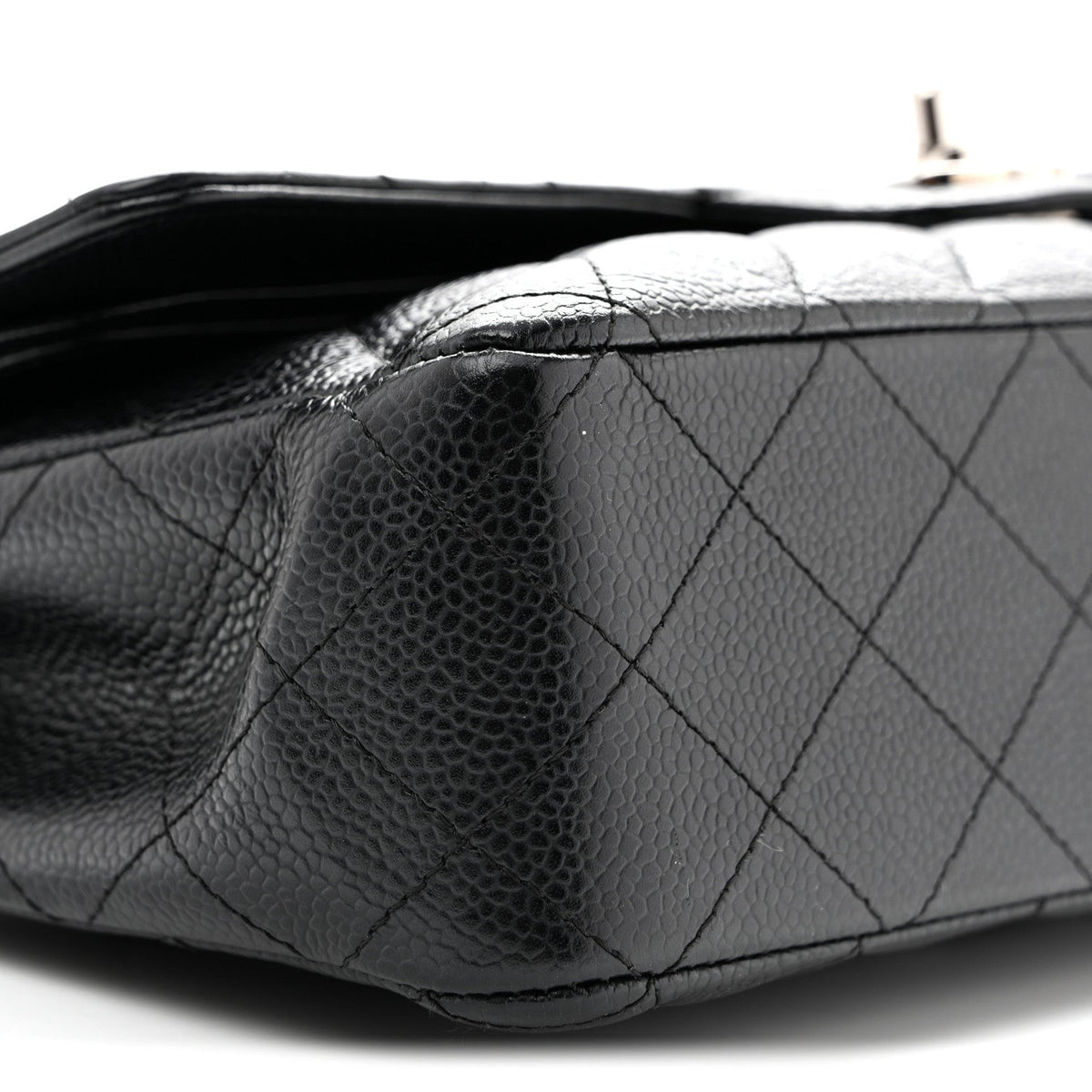 Caviar Quilted Medium Double Flap Black