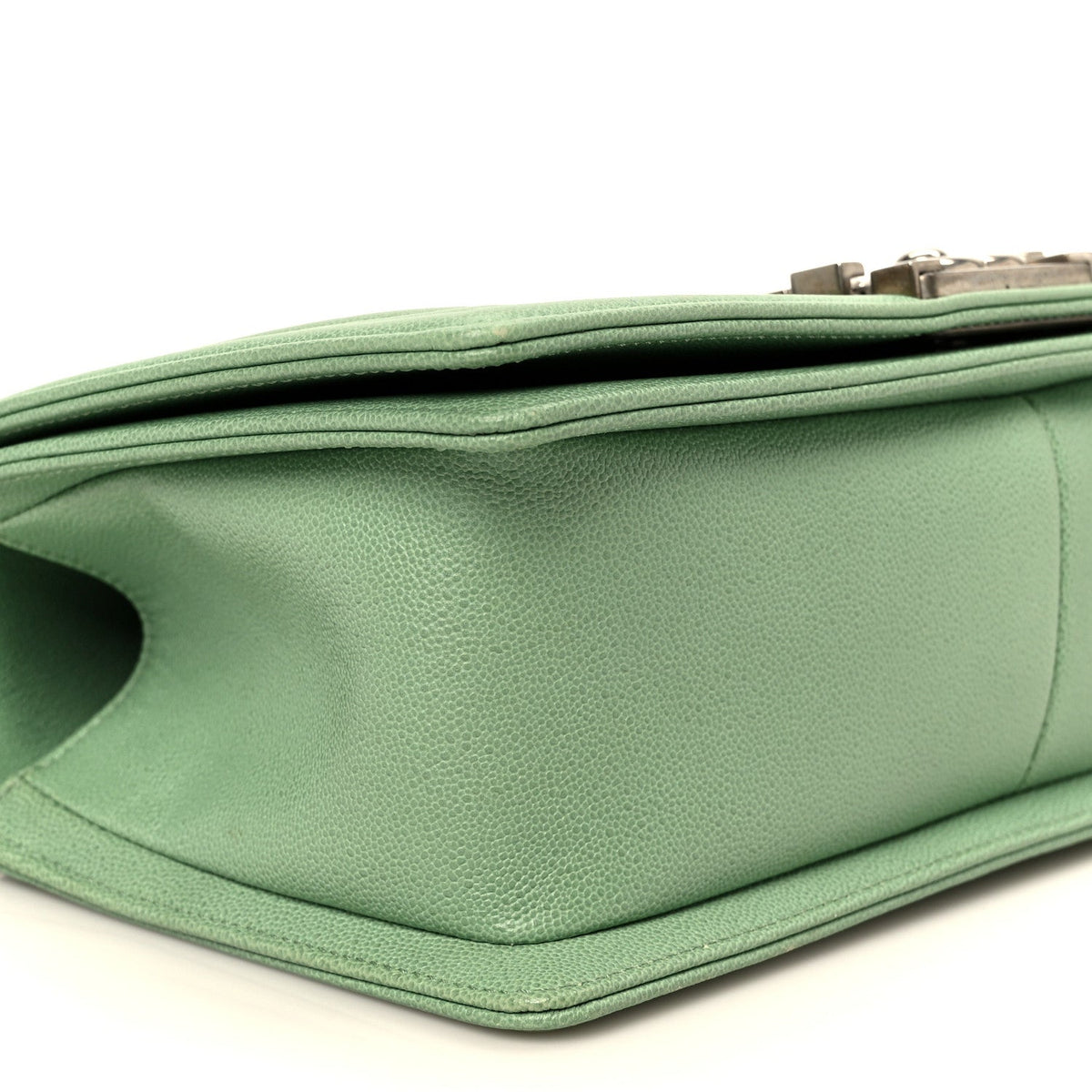 Caviar Quilted Medium Boy Flap Light Green